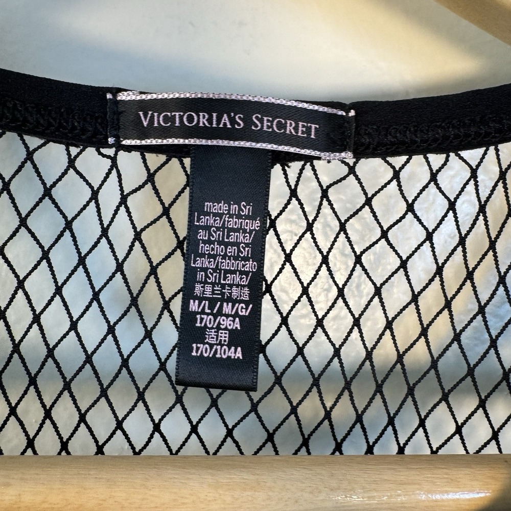 Victorias Secret Fishnet Shirt Swim Women's M/L Black Mesh Net Sheer Top - Picture 2 of 8